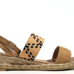 Alpargatas beige bajas con banda elástica para mujer