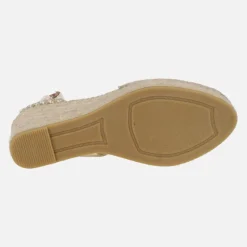 Alpargatas de esparto Vidorreta en tejido beige con cintas