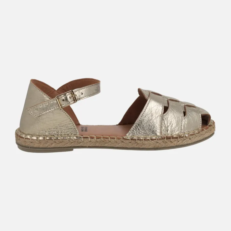 Alpargatas de piel planas con pulsera al tobillo