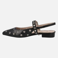 Bailarinas de piel destalonadas con pulsera al empeine y remaches