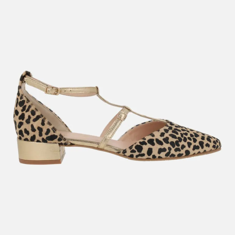 Bailarinas de piel en animal print leopardo con pulseras