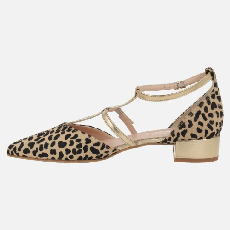Bailarinas de piel en animal print leopardo con pulseras