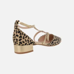 Bailarinas de piel en animal print leopardo con pulseras