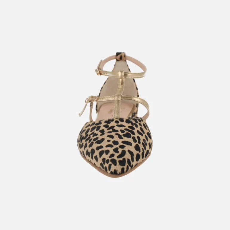 Bailarinas de piel en animal print leopardo con pulseras