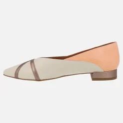 Bailarinas de piel en combinado naranja verde y beige