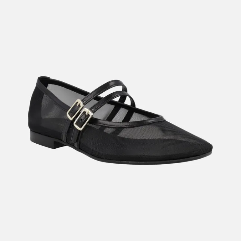Bailarinas mercedes en rejilla negra con doble pulsera