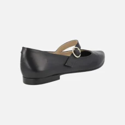 Bailarinas merceditas en piel negra con hebilla circular