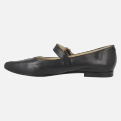 Bailarinas merceditas en piel negra con hebilla circular
