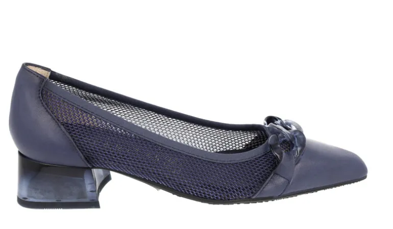 Bailarinas multimaterial azul marino con cadena