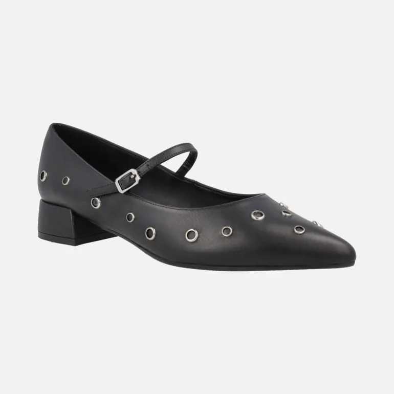 Bailarinas negras de piel con pulsera y remaches metálicos Amonis