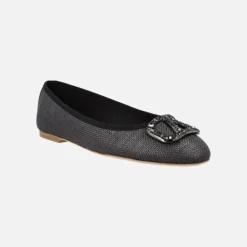 Bailarinas planas de rafia con adorno joya Liss