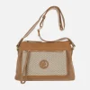 Bolsos bandolera Carmela en combinado de piel y tejido