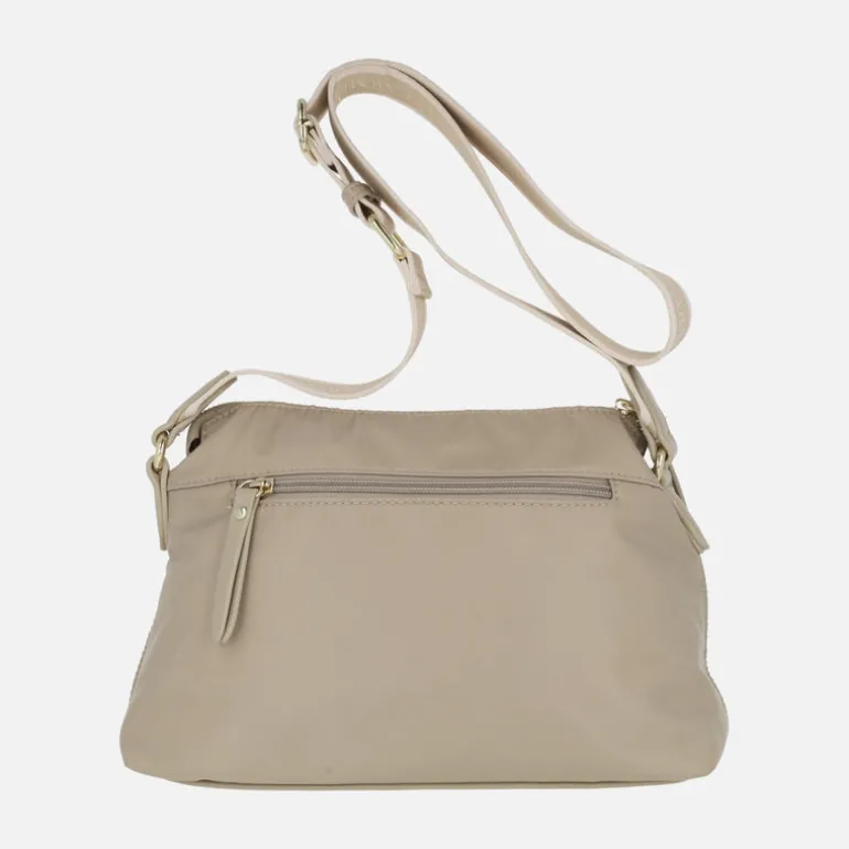 Bolsos bandolera Carmela en combinado de piel y tejido