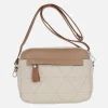 Bolsos bandolera de piel combinados en beige y camel