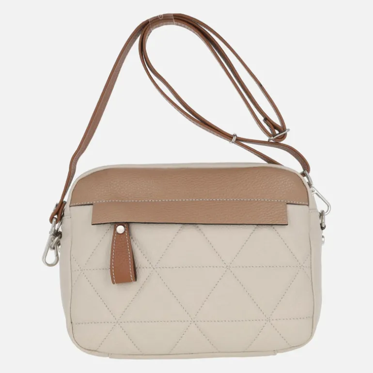 Bolsos bandolera de piel combinados en beige y camel