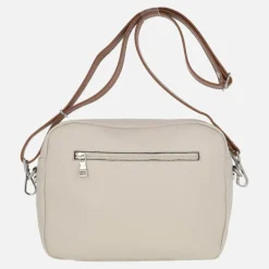 Bolsos bandolera de piel combinados en beige y camel