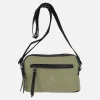 Bolsos bandolera en tejido verde kaki con detalles en negro