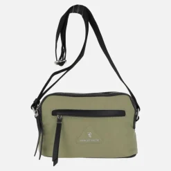 Bolsos bandolera en tejido verde kaki con detalles en negro