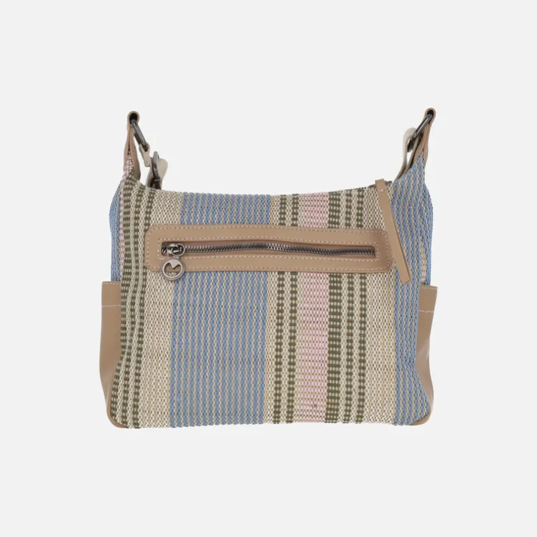 Bolsos bandolera en tejido multicolor con borlas de colores