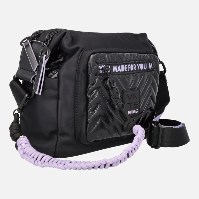 Bolsos bandolera Ventis en negro con detalles en malva