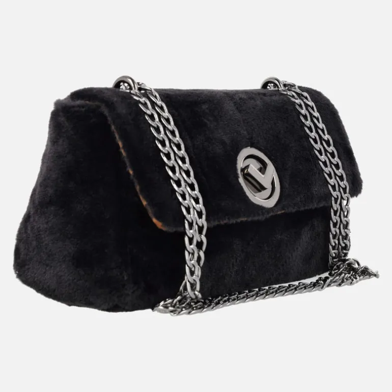 Bolsos con cadena metálica para mujer con aspecto pelo