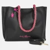 Bolsos de hombro estilo shopper en negro y fucsia Pepe Moll