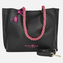 Bolsos de hombro estilo shopper en negro y fucsia Pepe Moll