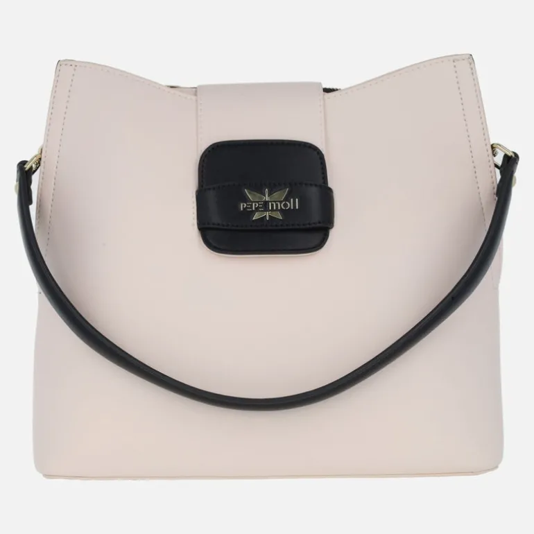 Bolsos de hombro Pepe Moll con solapa en combinado negro - hielo