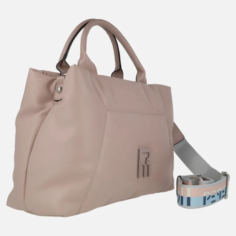 Bolsos de mano acolchados con logo frontal y asa bandolera