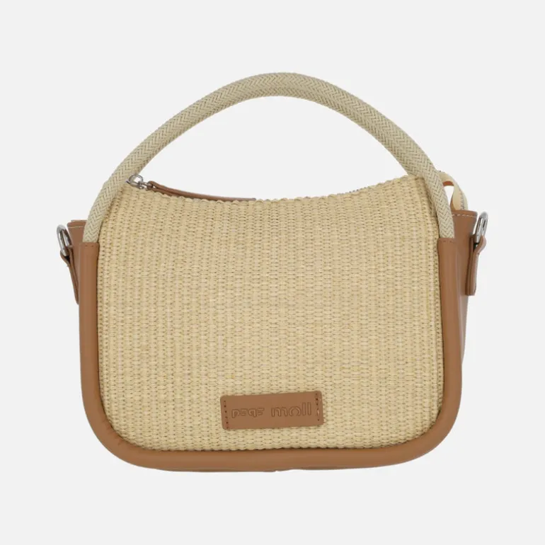 Bolsos de mano en combinado rafia con asa bandolera incluída