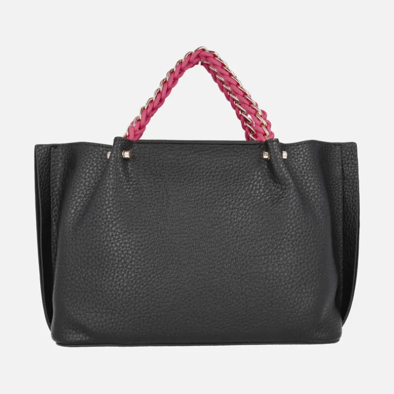 Bolsos de mano Pepe Moll en negro con detalles en rosa fucsia