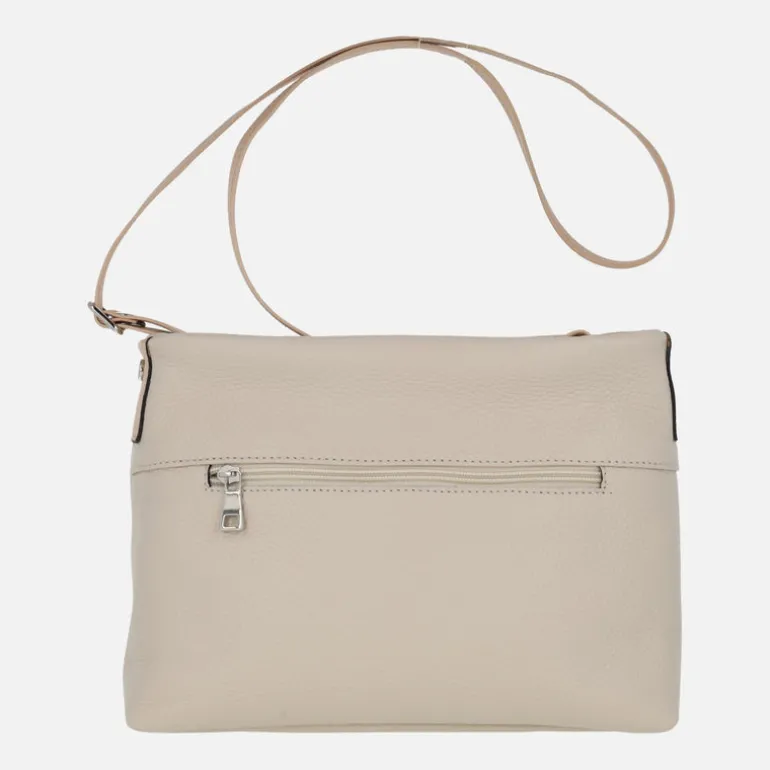 Bolsos de piel con asa bandolera regulable y parche con logo