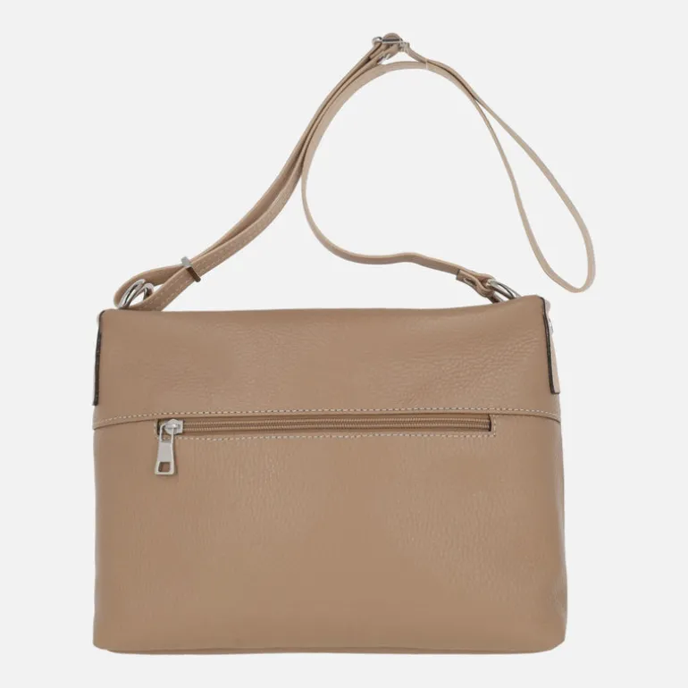 Bolsos de piel con asa bandolera regulable y parche con logo