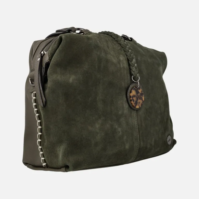 BOLSOS DE SERRAJE SINTÉTICO VOLUM CON DOS ASAS Y ADORNO