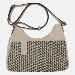 Bolsos en combinado de tejido y rafia con asa ajustable