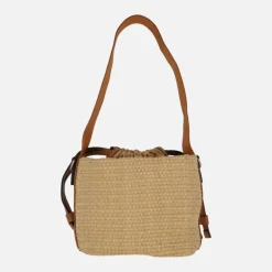 Bolsos Hispanitas estilo bombonera en combinado de rafia