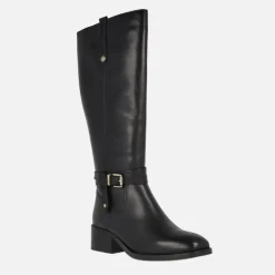 Botas altas de piel con adorno de hebilla y nudo