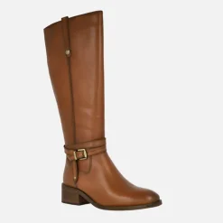 Botas altas de piel con adorno de hebilla y nudo