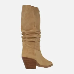 Botas altas en ante camel con caña arrugada Alpe Vermont