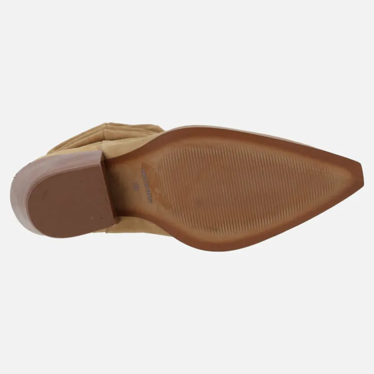 Botas altas en ante camel con caña arrugada Alpe Vermont