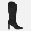 Botas altas en ante negro con tacón alto Annika