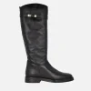 Botas altas en piel negra con adorno metálico