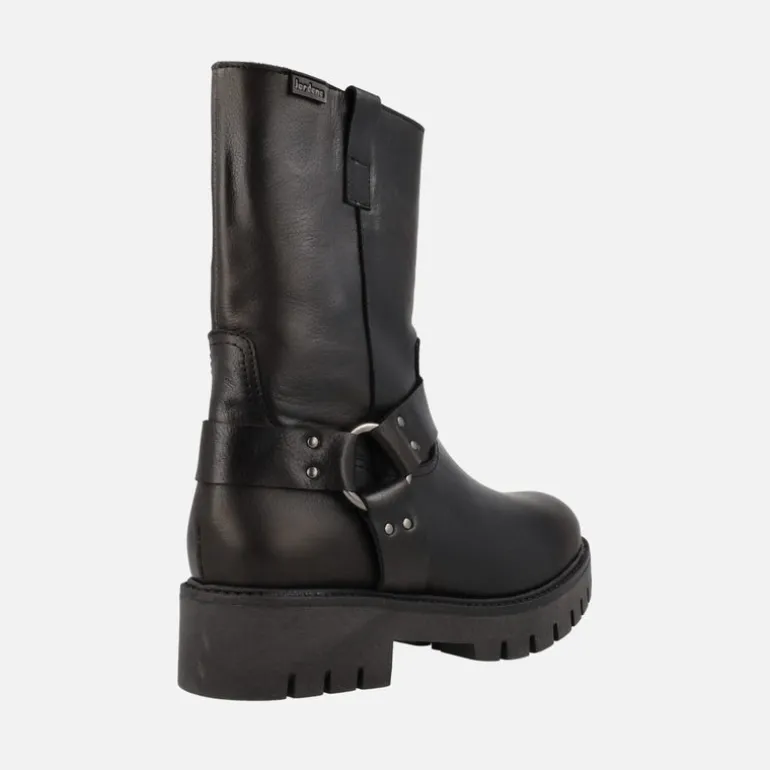 Botas bajas de estilo motero en piel negra Jordana