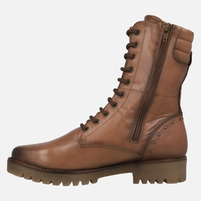 Botas bajas de piel con cordones y cremallera