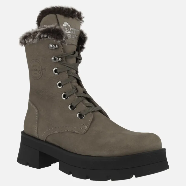 Botas Clare de piel nobuck con forro de pelo y cordones