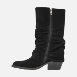 Botas cowboy de piel serraje con faldón