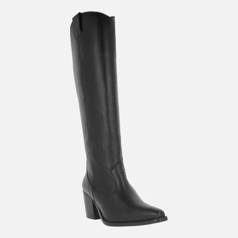Botas cowboy en piel negra con caña alta