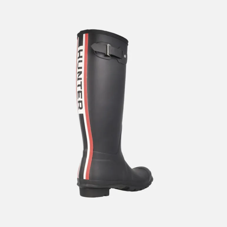 Botas de agua Hunter Orginal tall LG Bkstrp black con logo trasero