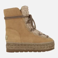 Botas de ante estilo esquimal con pala de borreguillo y plataforma de yute