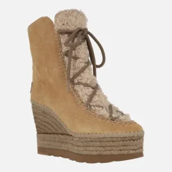 Botas de ante estilo esquimal con pala de borreguillo y cuña alta de yute